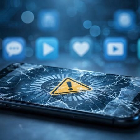 Facebook app keeps crashing on phone with warning symbol