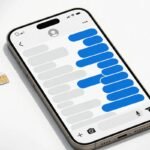 iPhone iMessage chat with eSIM icon after adding eSIM