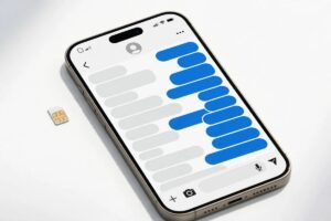 iPhone iMessage chat with eSIM icon after adding eSIM