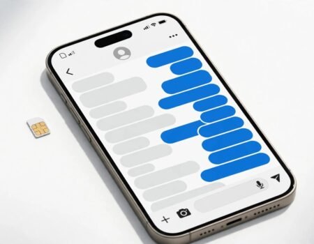 iPhone iMessage chat with eSIM icon after adding eSIM