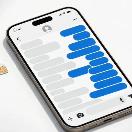 iPhone iMessage chat with eSIM icon after adding eSIM