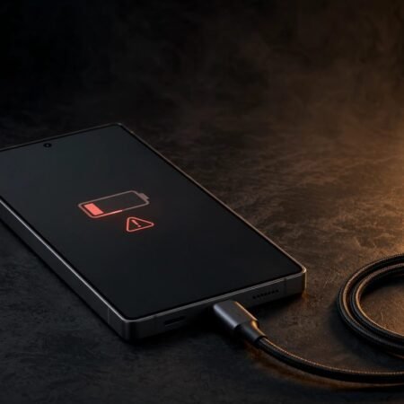 Samsung Galaxy phone with low battery warning after One UI 8.5 update