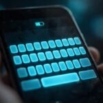 Samsung keyboard on a smartphone screen with battery icon