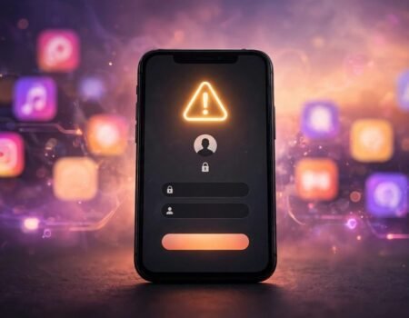 Instagram login problem with error on phone screen.