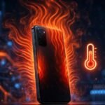 iPhone 17 overheating with heat waves rising from the phone.