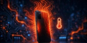 iPhone 17 overheating with heat waves rising from the phone.