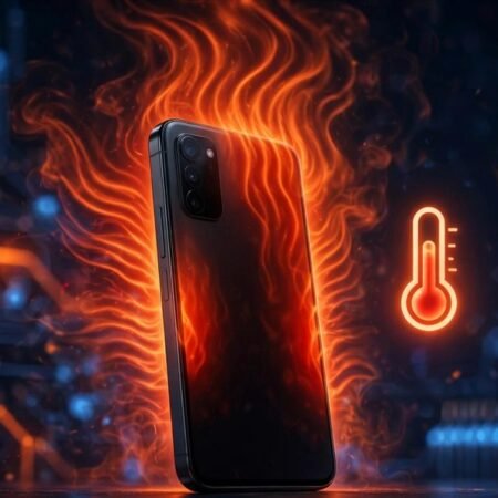 iPhone 17 overheating with heat waves rising from the phone.